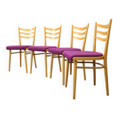 1960s Set of Four Beech Dining Chairs, Czechoslovakia
