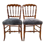 Pair of beech chairs with velvet