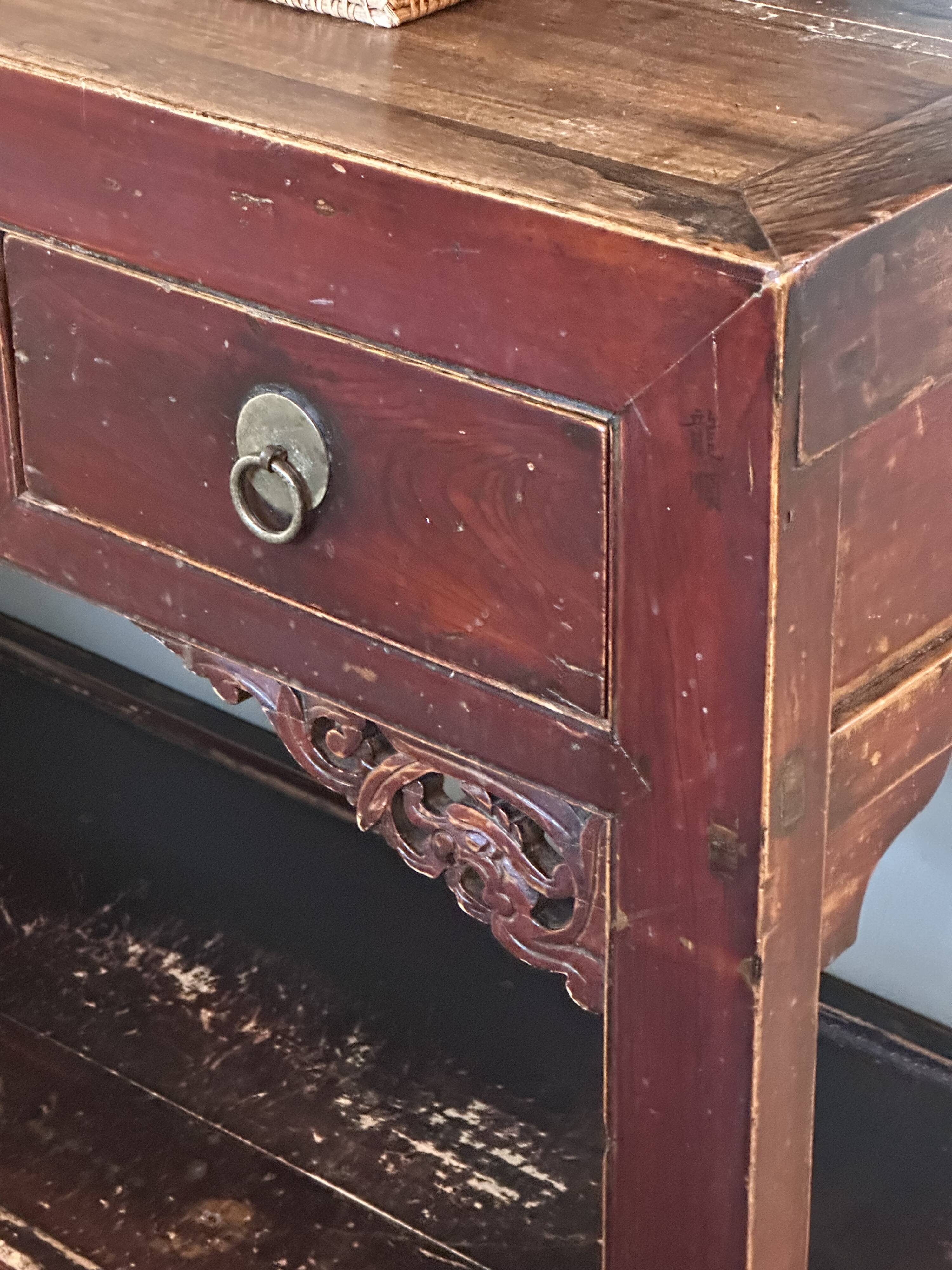 Old console with drawers, solid wood.