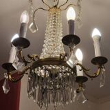 6-light hot air balloon chandelier with crystal pendants, late 19th century