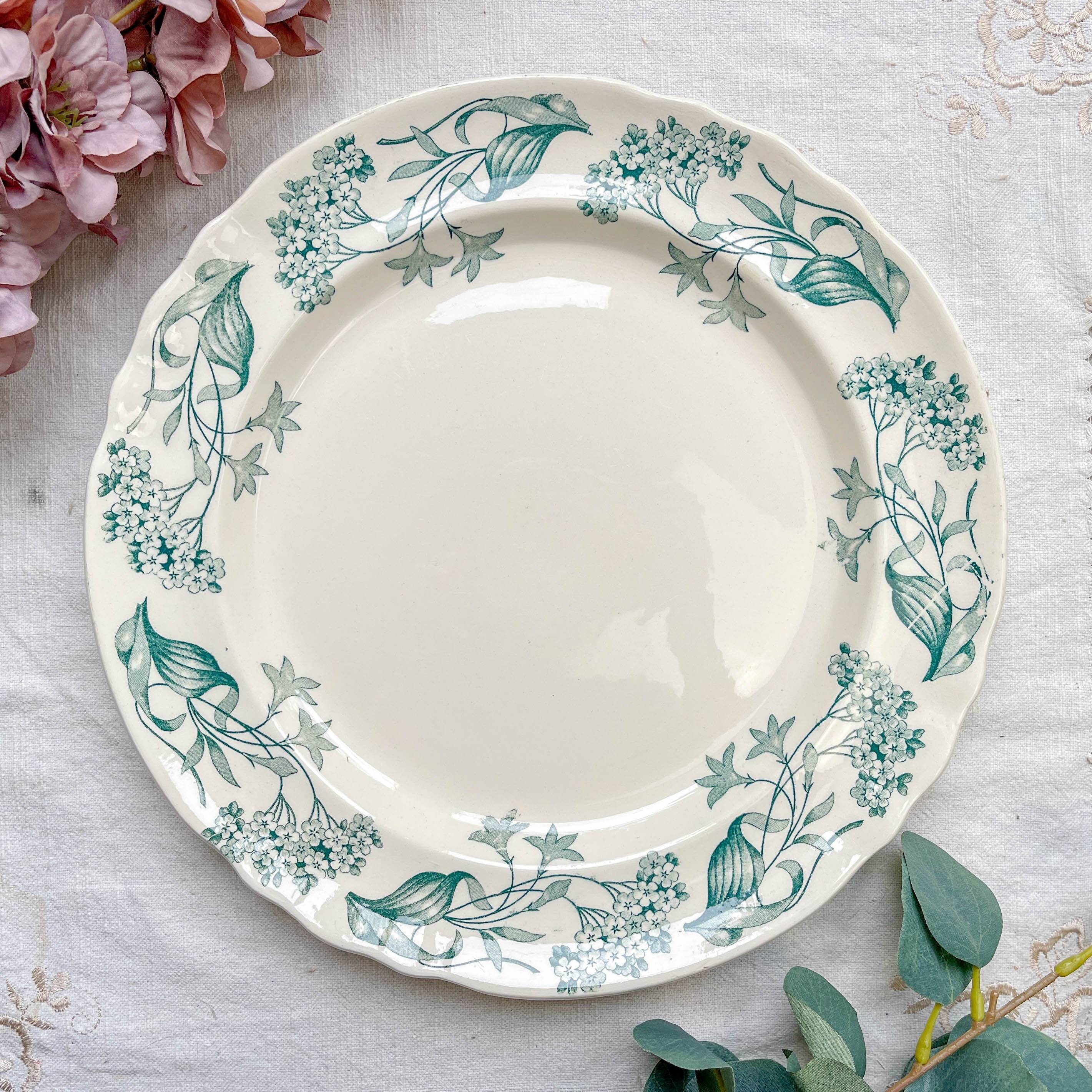 Antique round dish from Terre de Fer "Lilac" – Longchamp 19th century