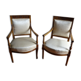 Paire de fauteuils époque Directoire en merisier