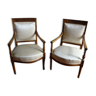 Paire de fauteuils époque Directoire en merisier