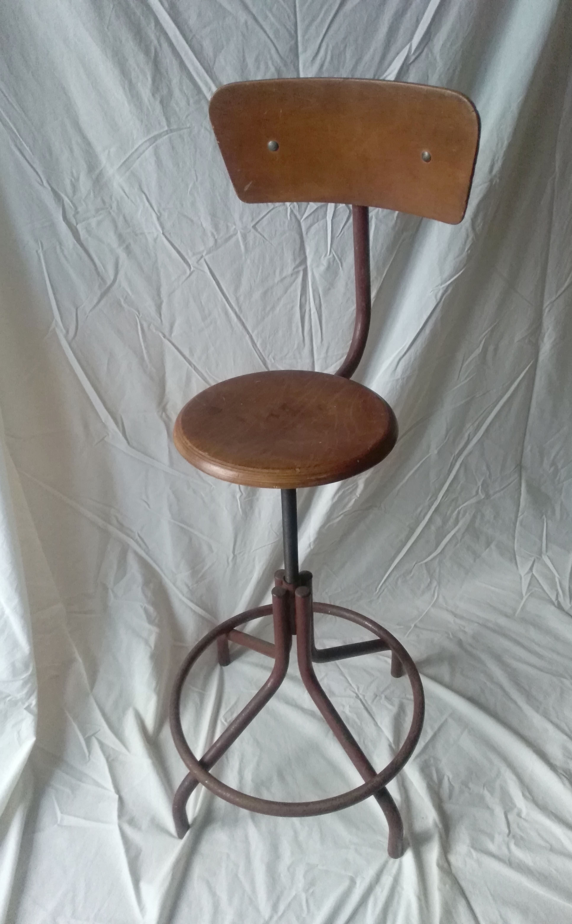 Adjustable workshop chair, steel wood 60s