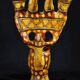 Late 19th century Kabyle pottery candlestick with polychrome geometric decoration