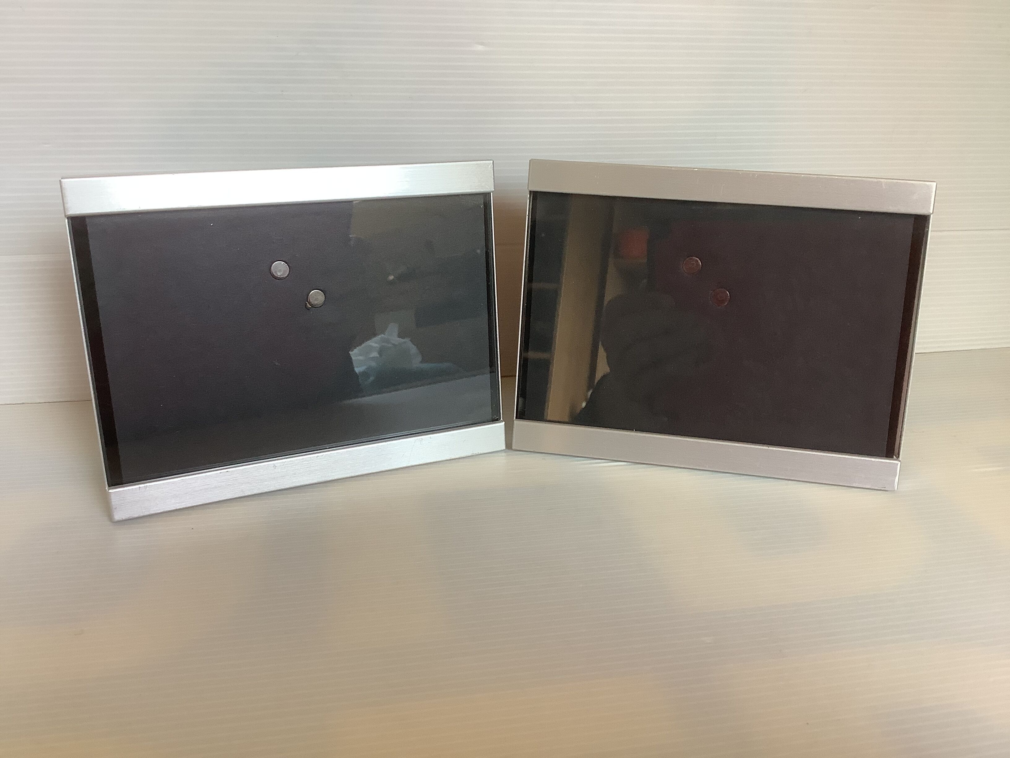 Pair of brushed effect metal photo frames