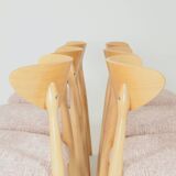 Dining Chairs Set of 6 Pink Soft Fabric Scandinavian design Natural wo