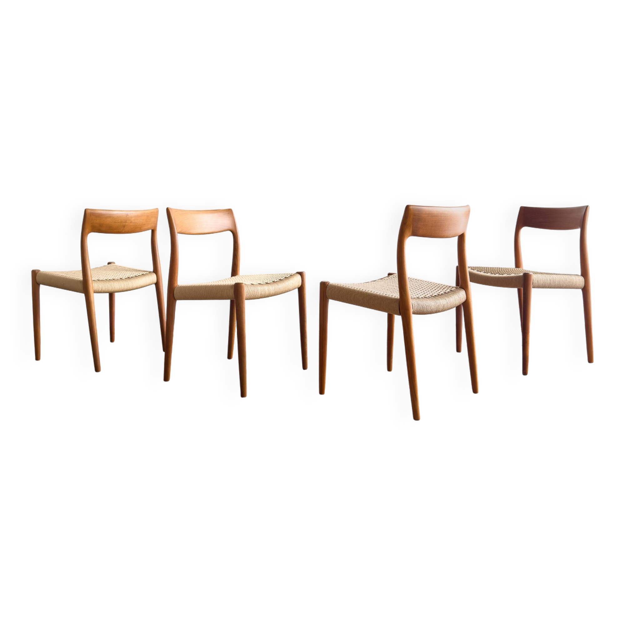 Chaises danoises en teck Mid-Century par Niels O. Møller # 77, set de 4