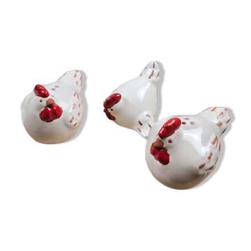 Salt and pepper shaker set + ceramic hen figurine, Athezza