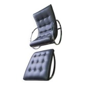 19th century rocking chair + footrest in skyl and chrome metal