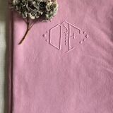 Old linen and cyclamen cotton sheet