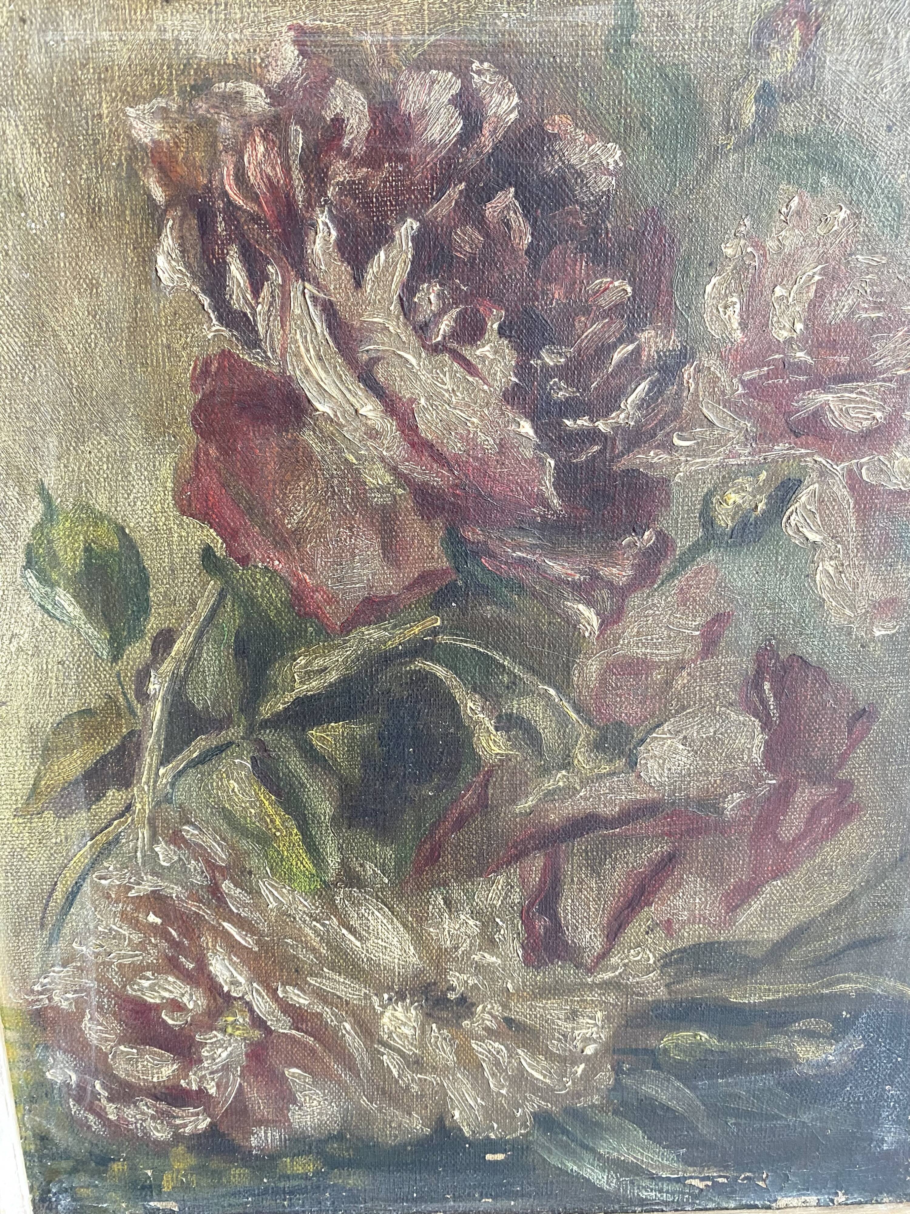 Flower painting, oil on canvas framed