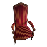 Fauteuil voltaire carmin et or