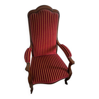 Fauteuil voltaire carmin et or