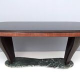 Dining Table by Vittorio Dassi with Oval Black Opaline Glass Top and Marble Base