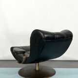 Vintage Italian black swivel armchair from 60s