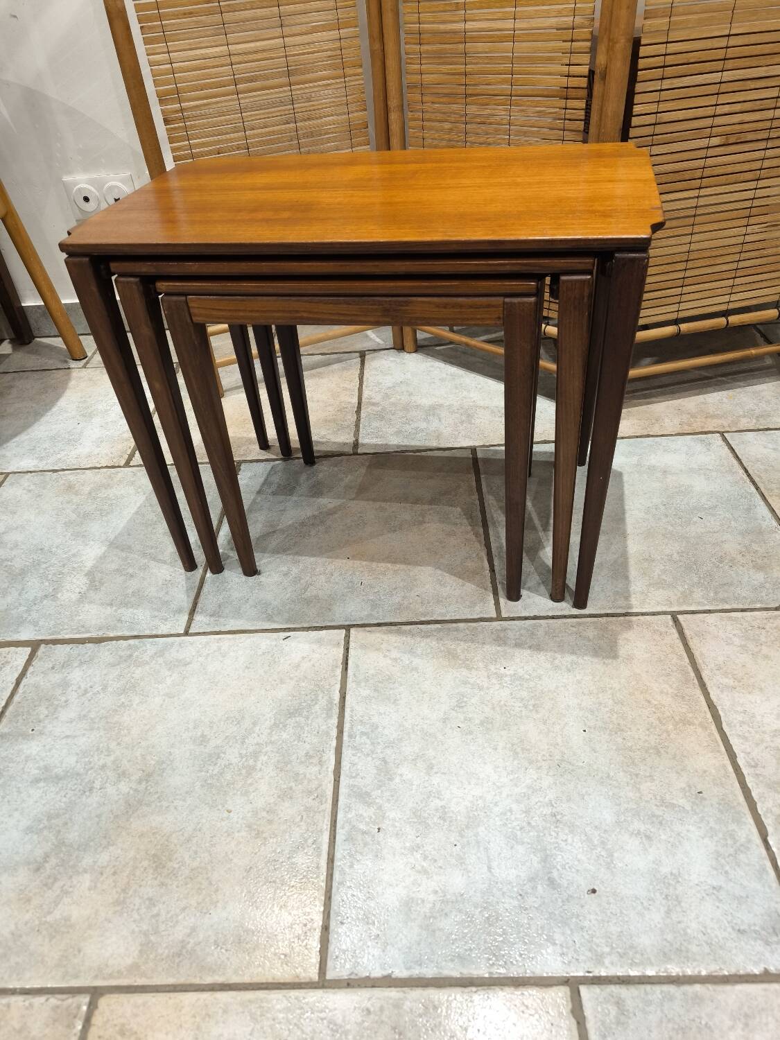 Vintage Scandinavian nesting coffee table in solid teak