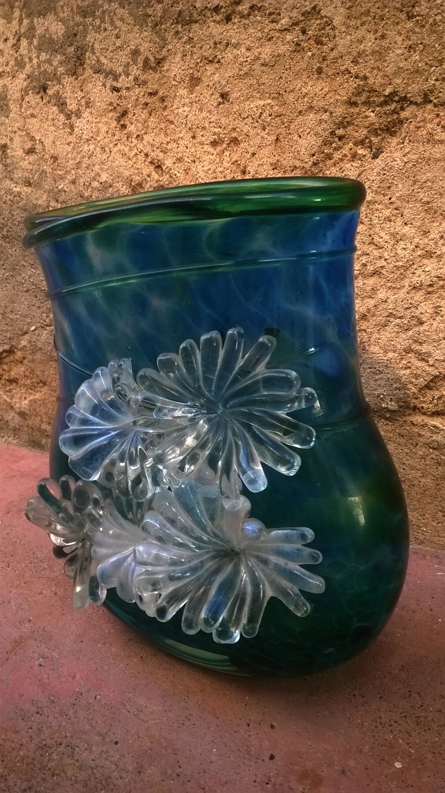 Vase has flower decoration