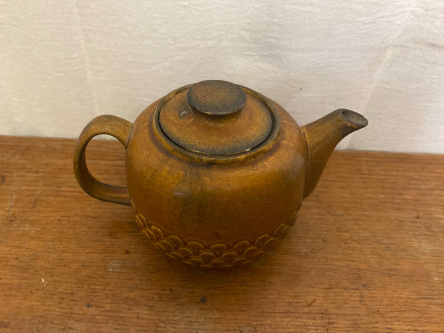 Vintage KW Feuerfest Embossed Brown Ceramic Teapot #C786
