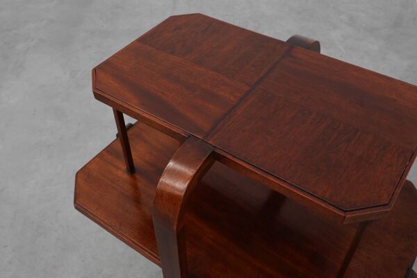 Table d'appoint ou table basse Art Déco à deux niveaux en bois, France, vers 1920