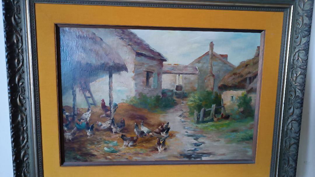 Oil painting on canvas Edmond Van Coppenolle (1846-1914) Landscape