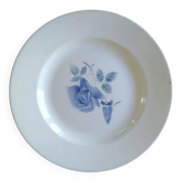 Round serving dish Digoin Sarreguemines Blue roses