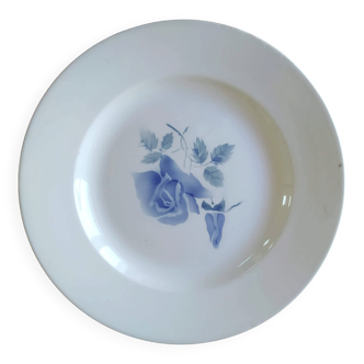 Round serving dish Digoin Sarreguemines Blue roses