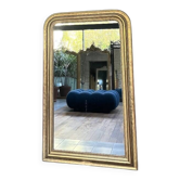 Miroir ancien 141,5/88cm Louis-Philippe perlé doré feuille d’or décors florale, glace mercure