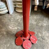 Bistro table in burgundy metal and ecru melamine