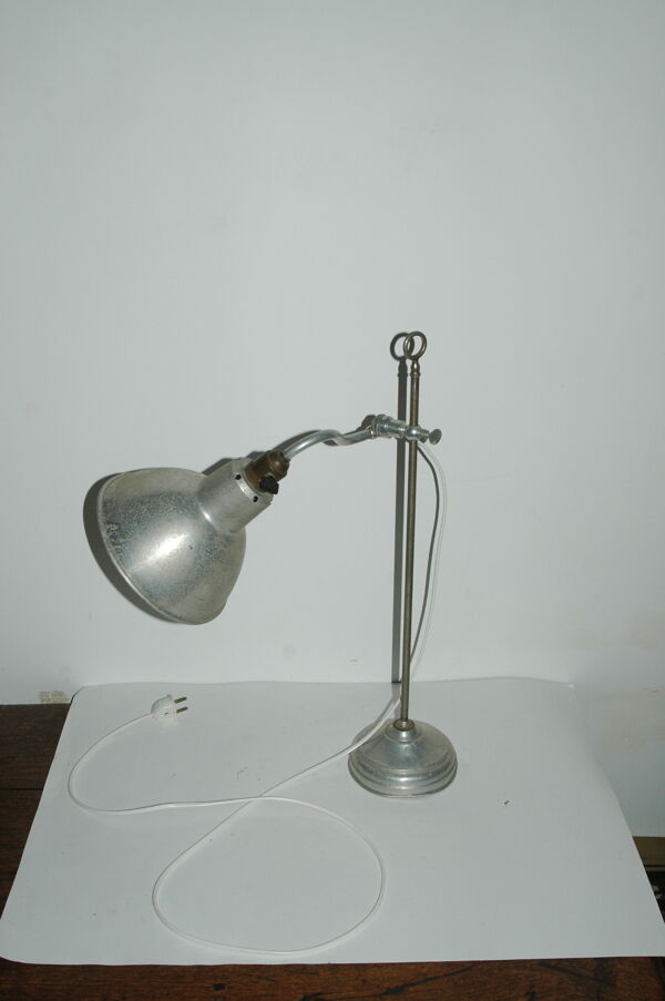 Lampe articulée art-déco laiton nickelé alu