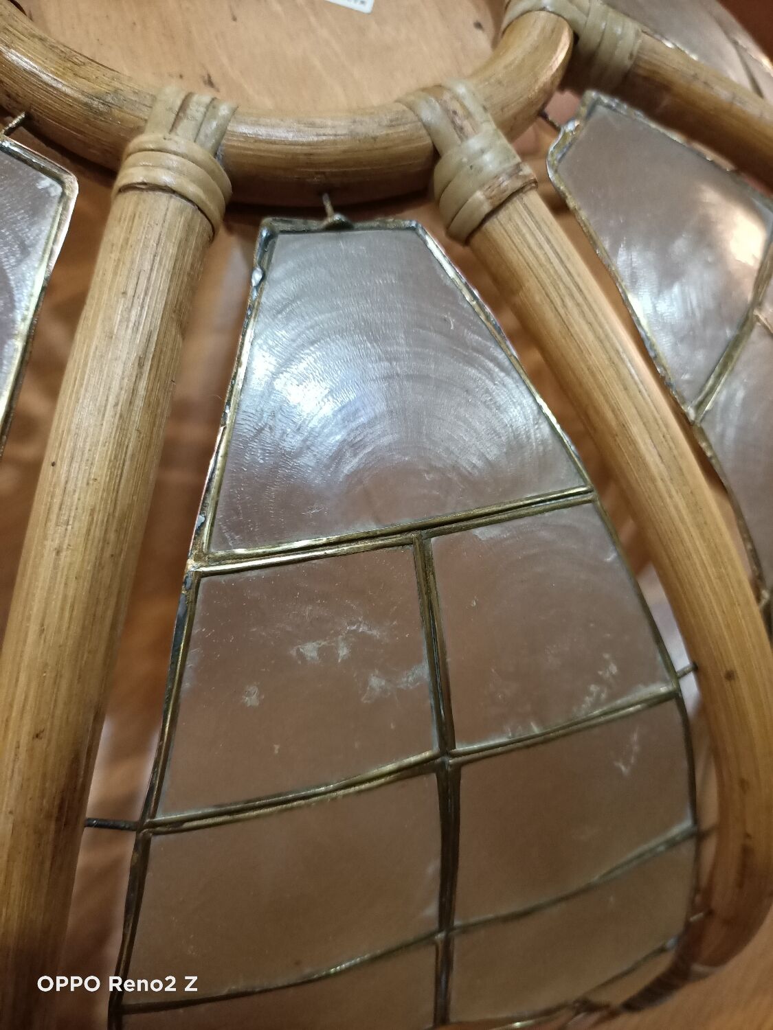 Suspension nacre et bambou