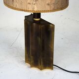 Vintage Brass Table Lamp with Fabric Shade – Original Patina. Italy 1970s