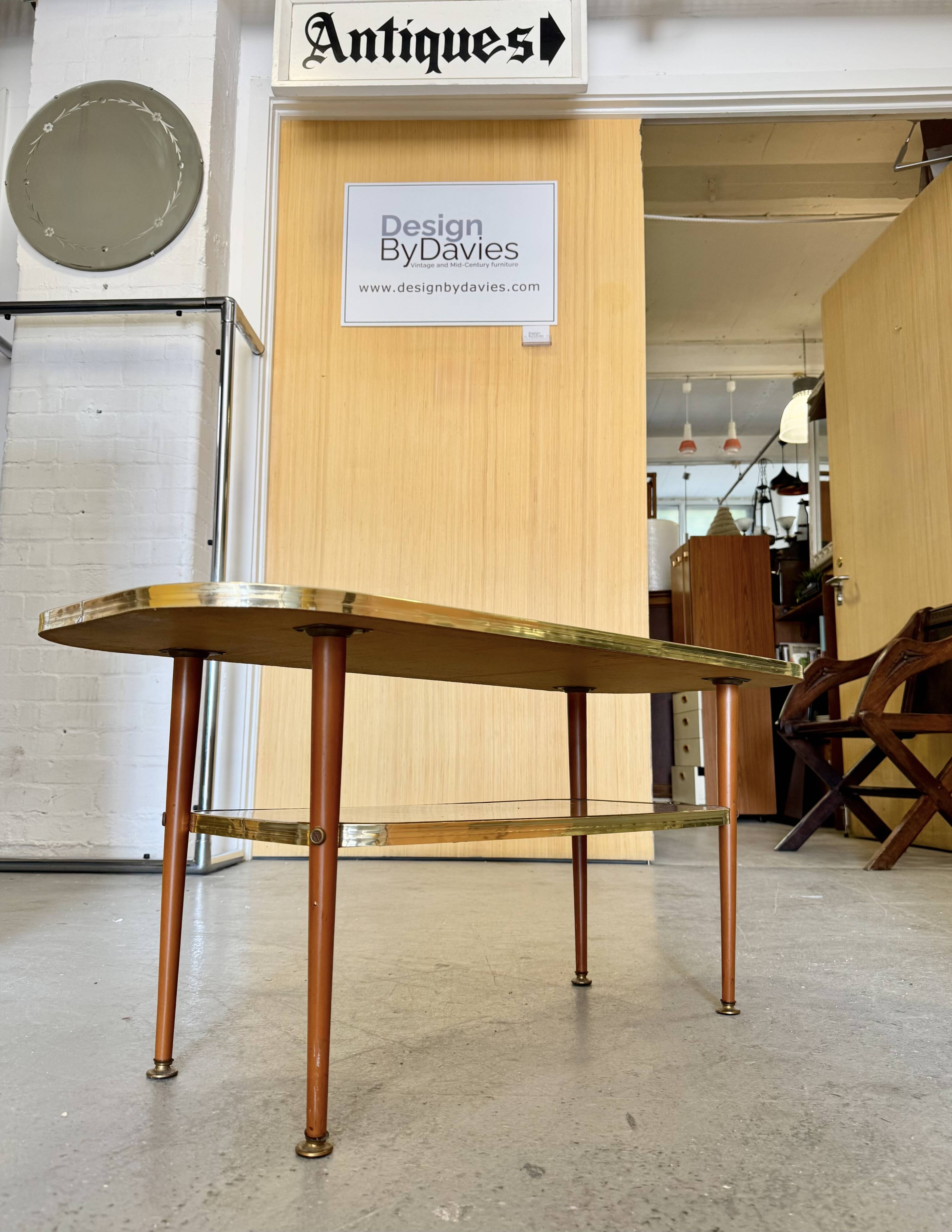 Mid-Century Formica Coffee Table with Lower Shelf