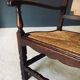 Low Arts & Crafts Oak & Rush Armchair, Belgium 1920s