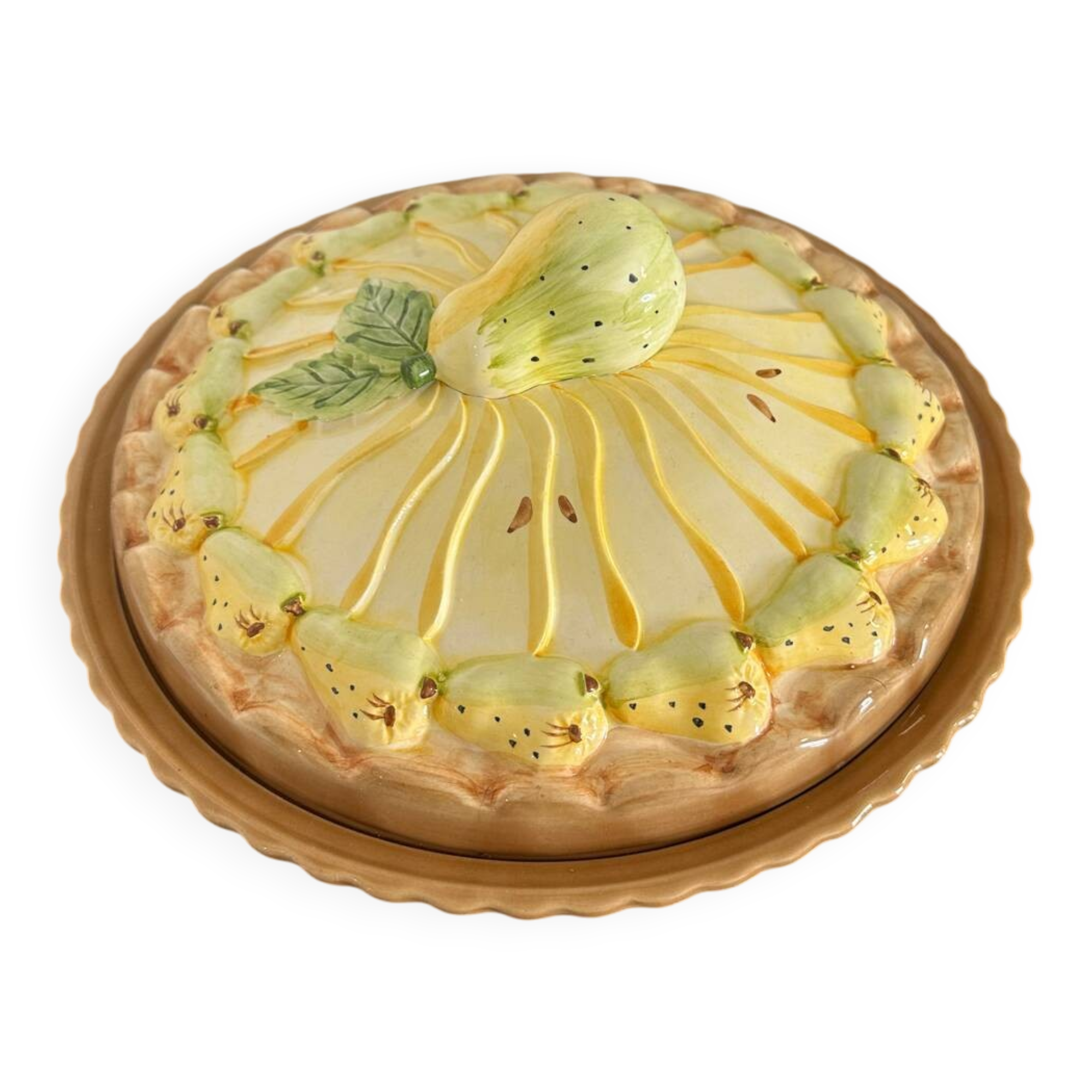 Barbotine pear tart dish