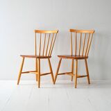 Pair of Scandinavian 1950s/60s beech and teak chairs Pinstol type