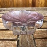 Ancien vase soliflore forme lotus verre moulé rose vintage