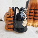 Cat cookie jar, ceramic cookie jar three vintage cats