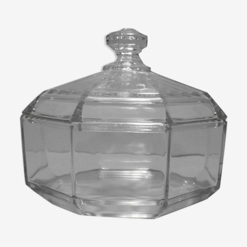 Sucrier en verre transparent octogonal vintage