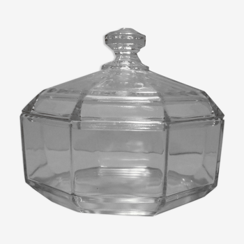 Vintage octagonal transparent glass sugar