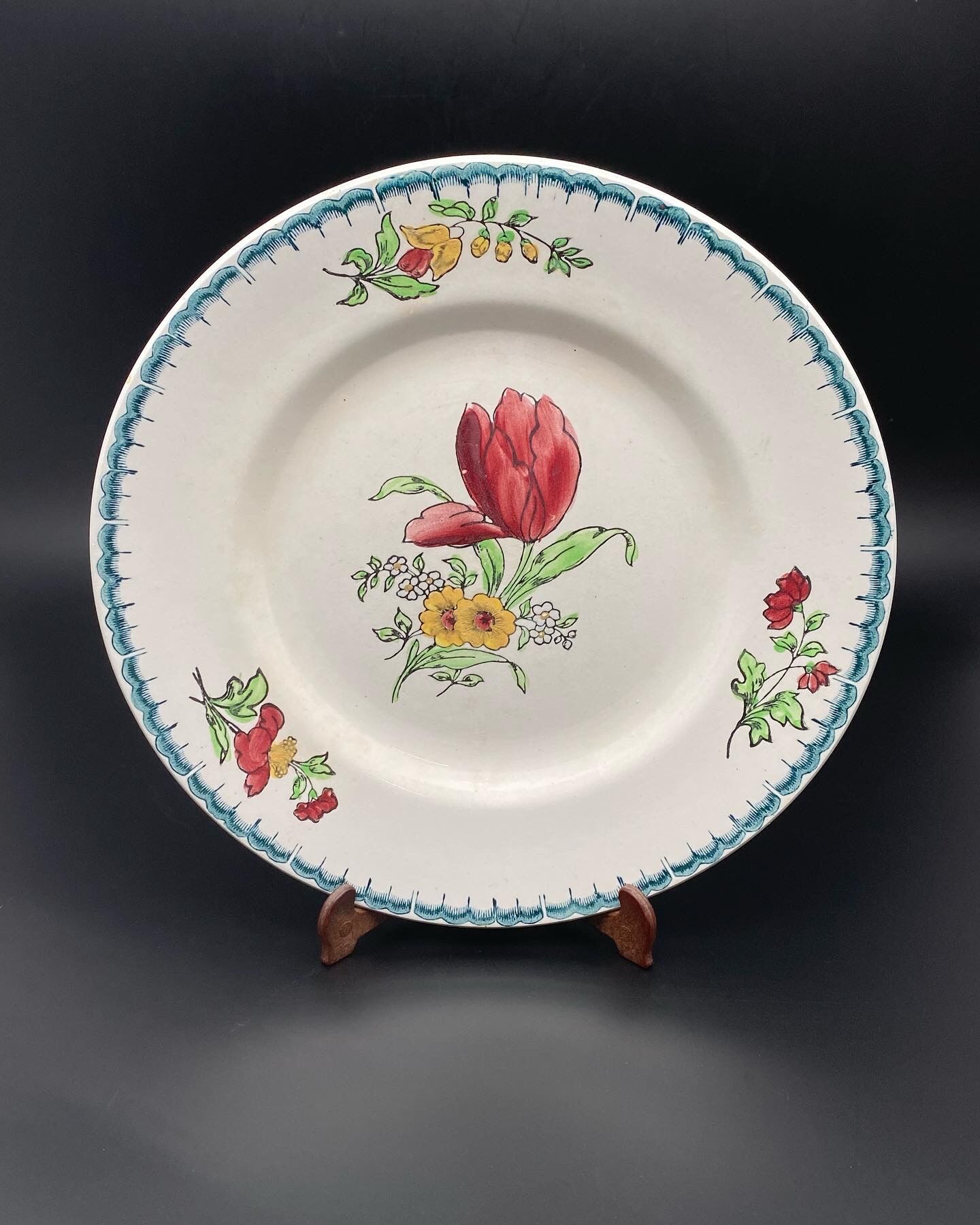Flat plates Terre de Fer Floral pattern St Amand - MN3F6