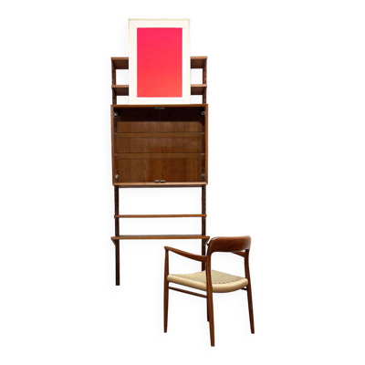 Petite unité murale moderne du milieu du siècle, système Royal avec bureau, Poul Cadovius pour Cado, Danemark, 1950