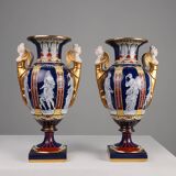 Pair Empire Porcelain Vases by August & Conrad Bauscher, Germany ca. 1900