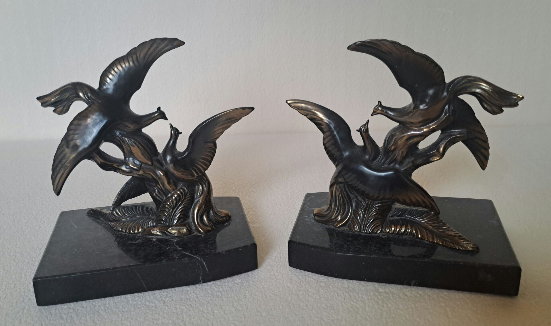 Pair of vintage paradise bird bookends