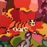 Charles lapicque, tiger hunt, 1961. original lithograph signed on the c