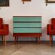 Commode Tchèque bois et formica vert d'eau