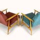 Restored Mid-Century Pink & Turquoise Beech Armchairs, 1960s, Set of 2