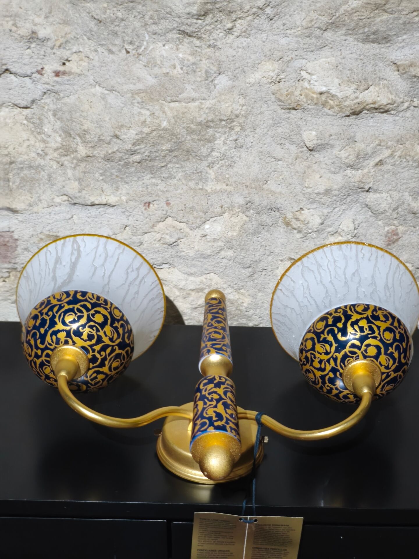 Applique double neuve ( Le Porcellane Florence ) Porcelaine & Or