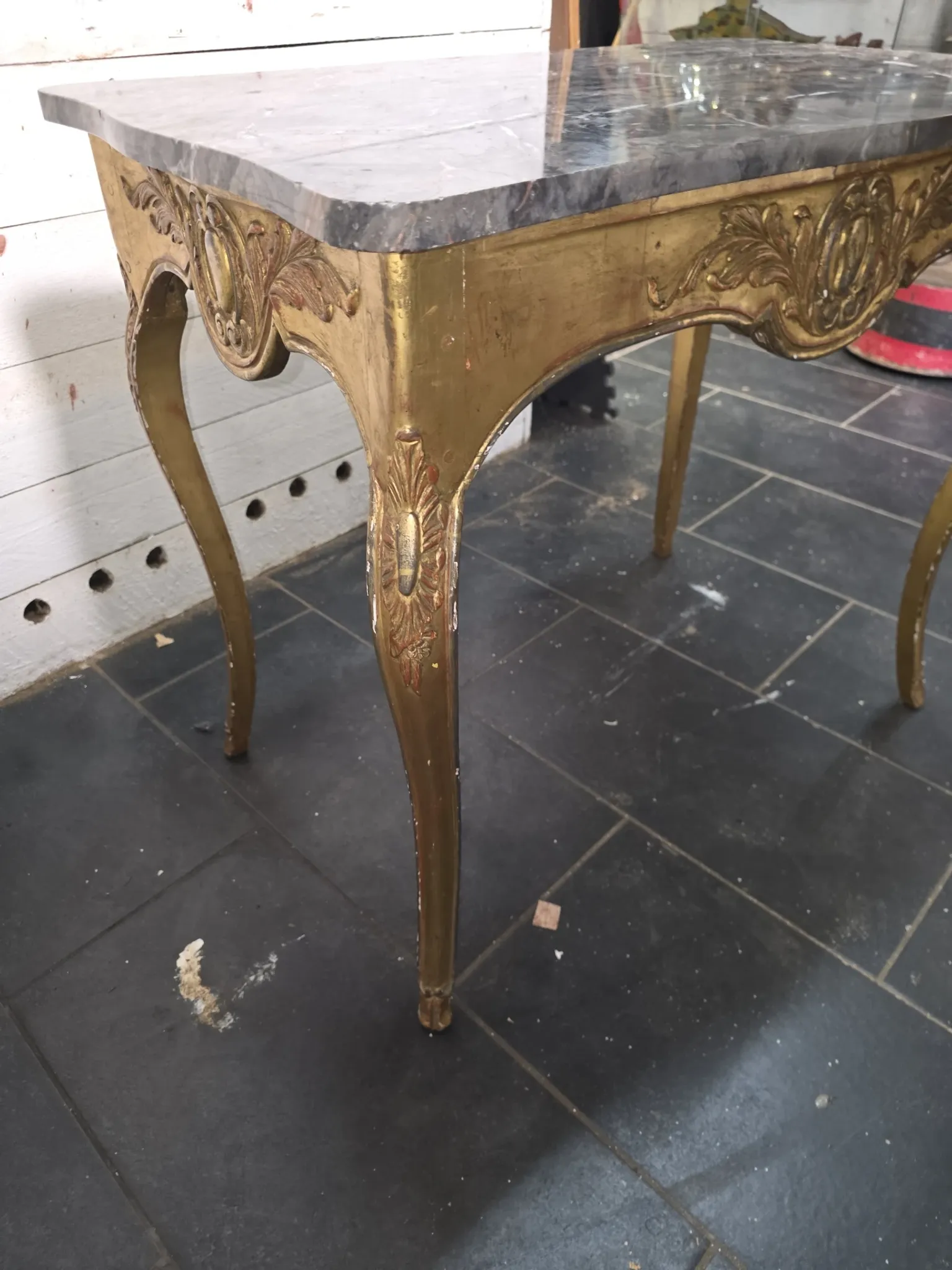 Console/centre table in Louis XV style, gilded, 19th century.