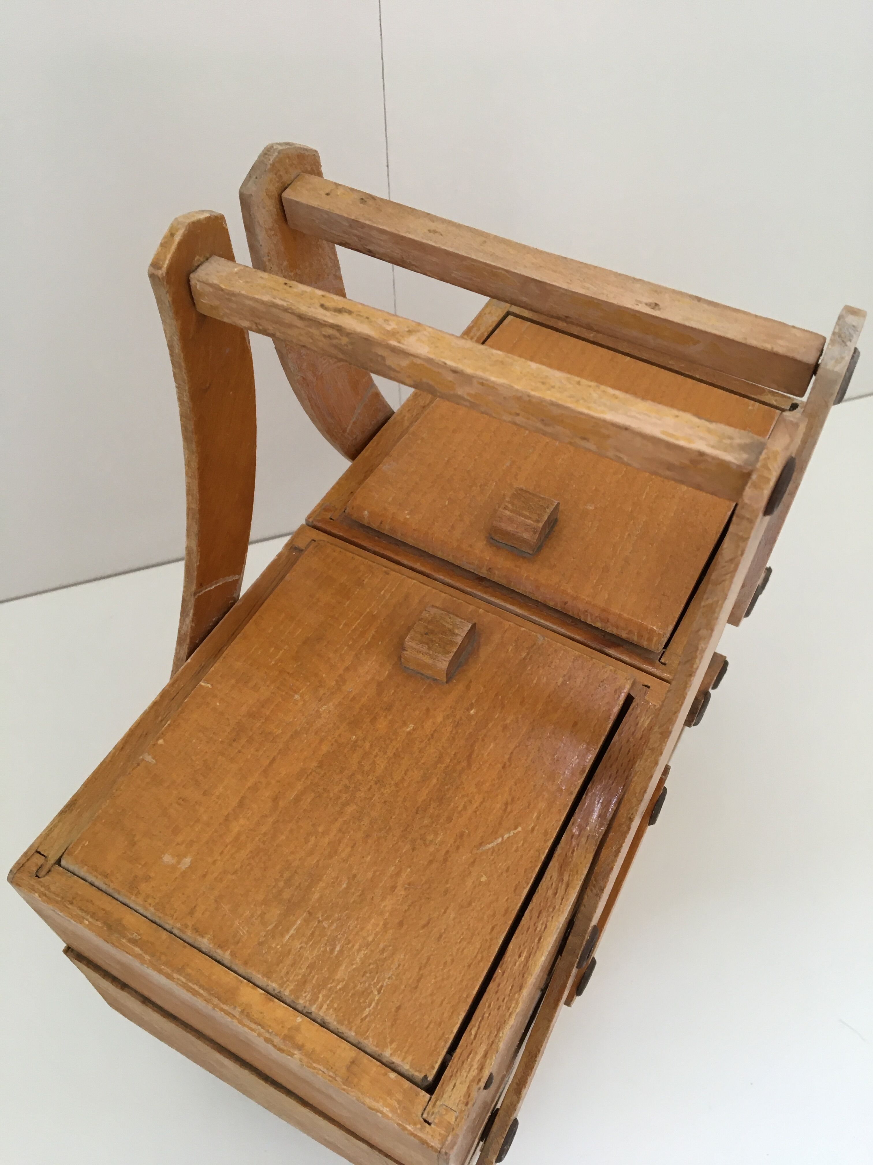 Wooden sewing cart